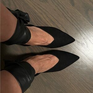& other stories black suede, 2 1/4” silver heel. wrap around, Sexy & Chic!